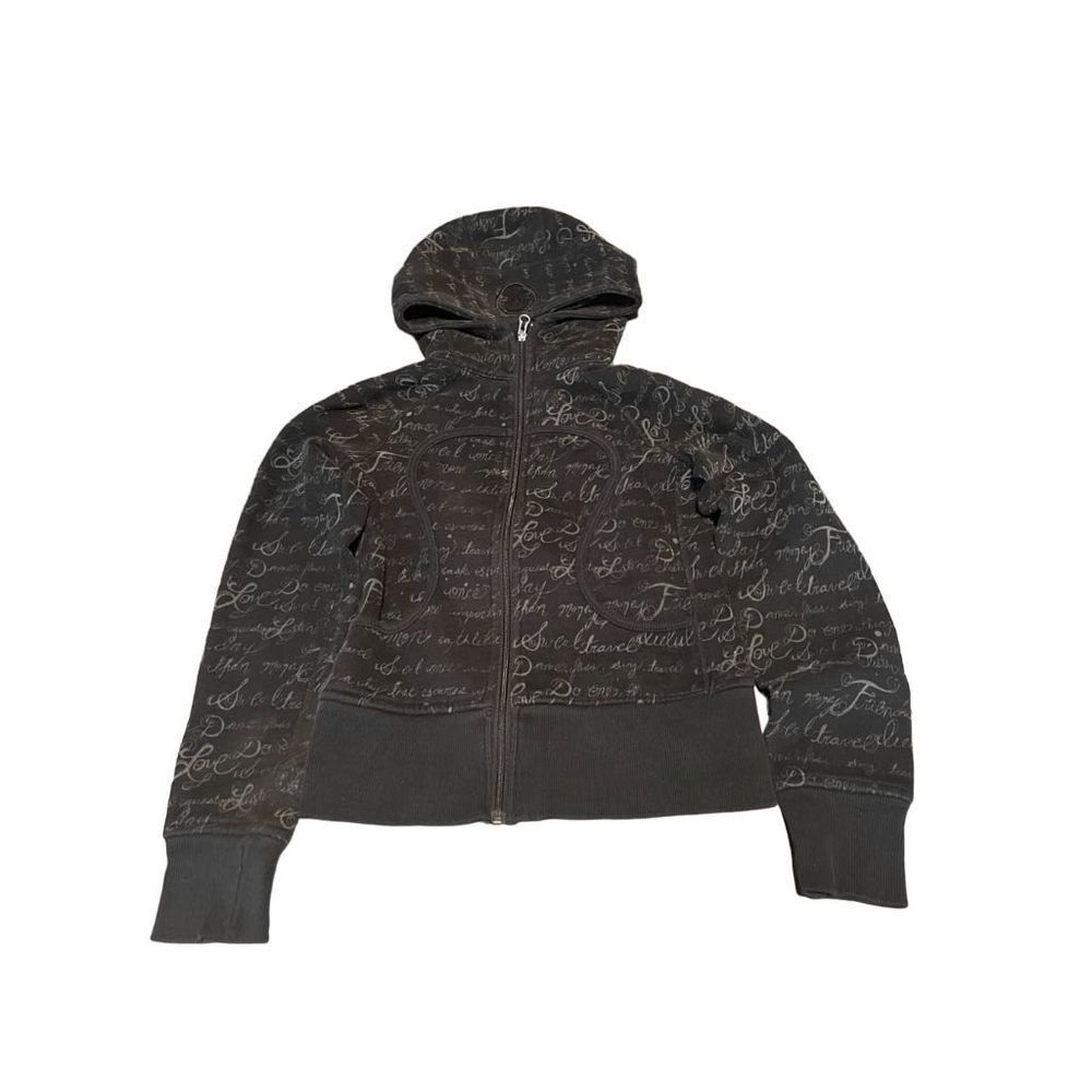 Lululemon Scuba Hoodie II Manifesto Script  *Black/Tan* Size 2